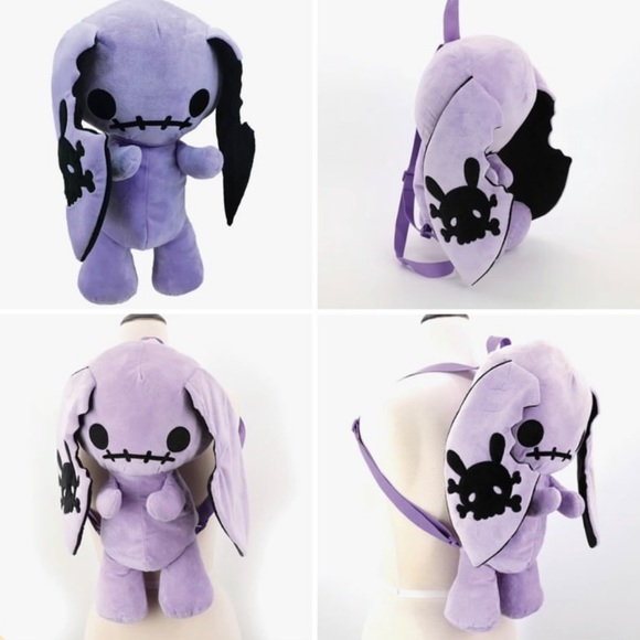 Goth Bunny Purple Black Cosplay Floppy Eared Backpack Handbag - Picture 2 of 6